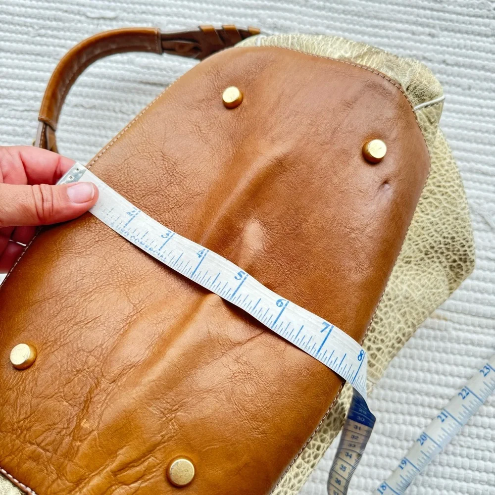 Olivia Harris Joy Gryson Leather Hobo Cream Gold Exotic Bag OS